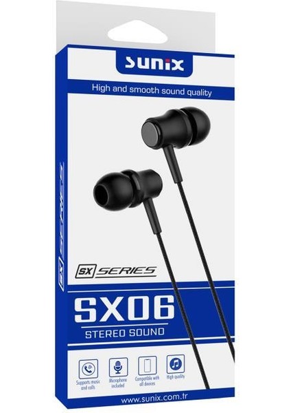 SX06 Kulakiçi Kablolu Siyah Stereo Kulaklık fiyatları
