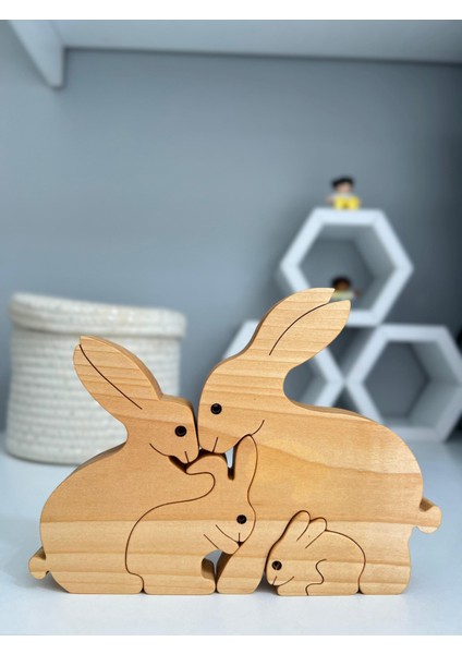 Tavşan Ailesi Desen Dekor Oyuncak