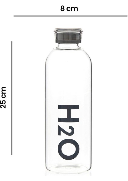 H2O Borosilikat Cam Matara - Gri - 1000 ml