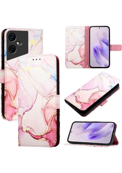 Tecno Pova Neo 3 Kickstand Pu Deri Mermer Desen Cüzdan Için Kılıf (Yurt Dışından)