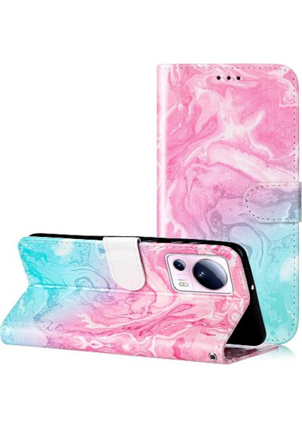 Xiaomi 13 Lite Için Flip Case Kart Yuvaları Tutucu Mermer Desen Tam Pu (Yurt Dışından) modelleri