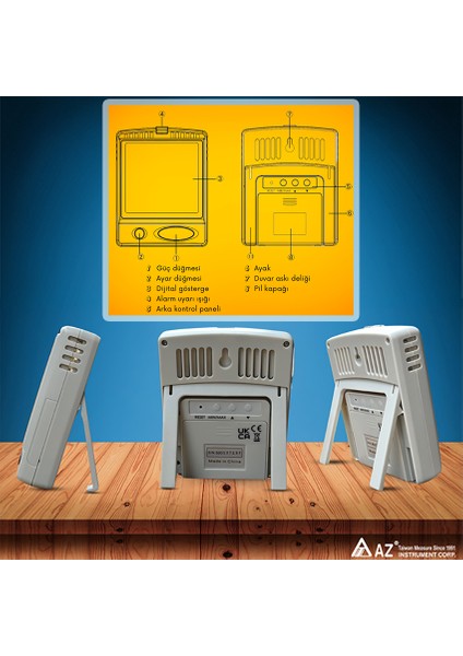 Az 87791 Alarmlı Sıcaklık ve Nem Ölçer | Dewpoint Göstergeli