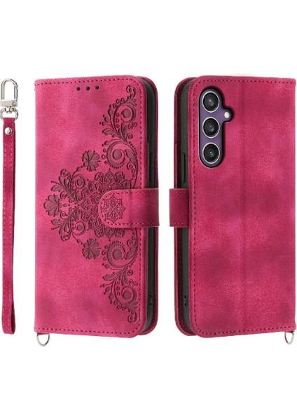 Samsung Galaxy S24 Bileklik Darbeye Dayanıklı Kabartmalı Çoklu Için Flip Case (Yurt Dışından)