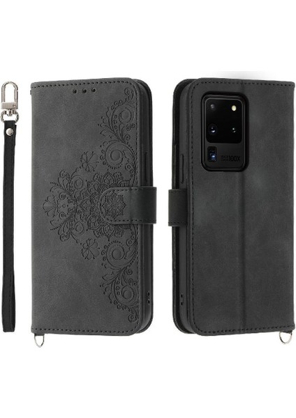 Samsung Galaxy S20 Ultra Kabartmalı Bileklik Çoklu Kredi Için Flip Case (Yurt Dışından)