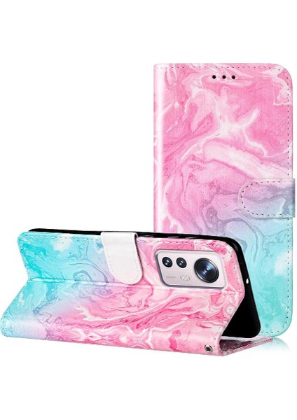 Xiaomi 12 Lite Için Flip Case Manyetik Mermer Desen Kart Yuvaları Tutucu Pu (Yurt Dışından)
