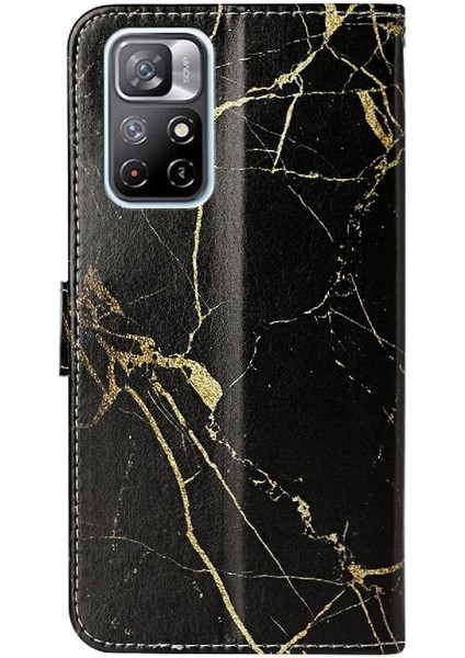 Xiaomi Redmi Not 11 Için Flip Case 5g Manyetik Mermer Desen Kart Yuvaları (Yurt Dışından)