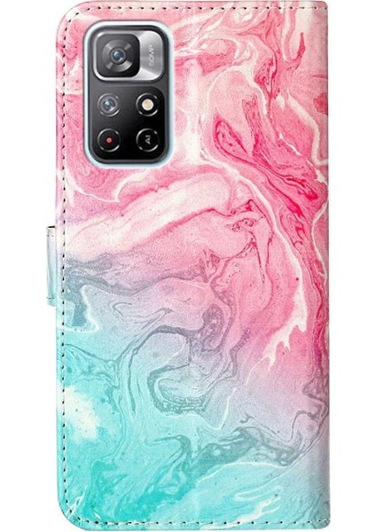 Xiaomi Redmi Not 11 Için Flip Case 5g Manyetik Mermer Desen Kart Yuvaları (Yurt Dışından)