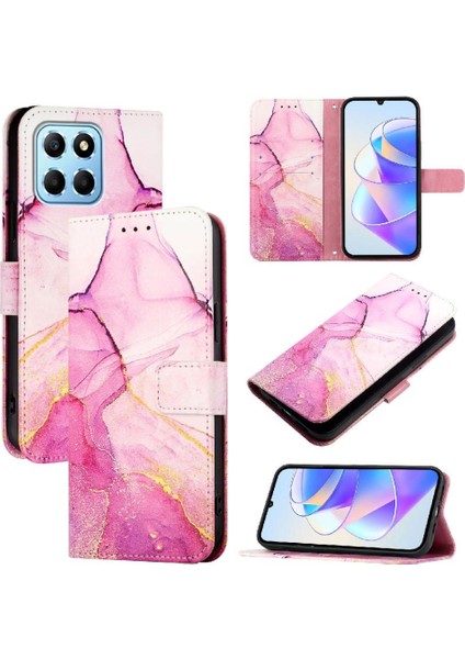 Onur Için Kılıf 70 Lite 5g Mermer Desen Pu Deri Cüzdan Kickstand (Yurt Dışından)