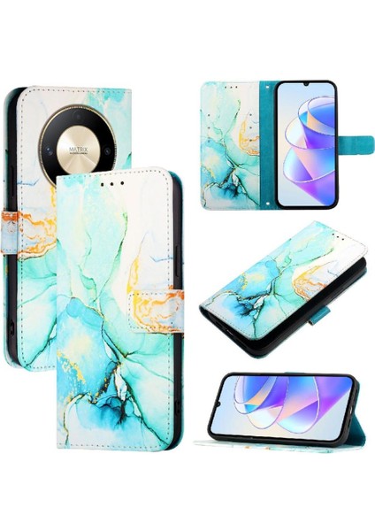 Onur X50 5g Pu Deri Kickstand Mermer Desen Cüzdan Için Kılıf (Yurt Dışından)