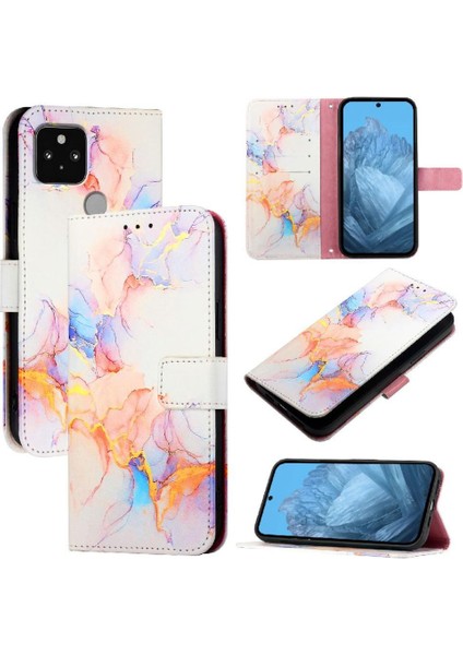 Google Piksel 5 Cüzdan Mermer Desen Kickstand Pu Deri Için Kılıf (Yurt Dışından) indirimleri