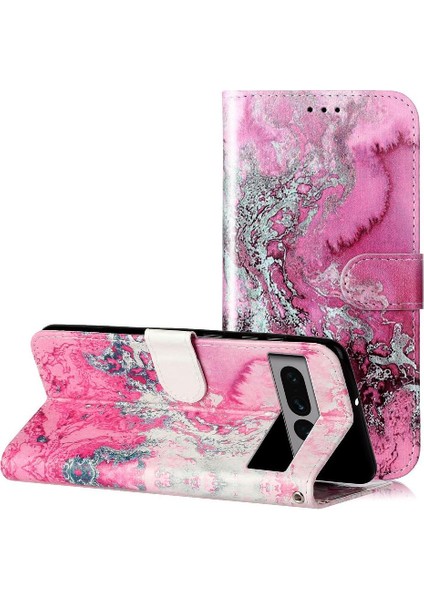 Google Piksel 7 Pro Manyetik Mermer Desen Tam Koruma Için Flip Case (Yurt Dışından)