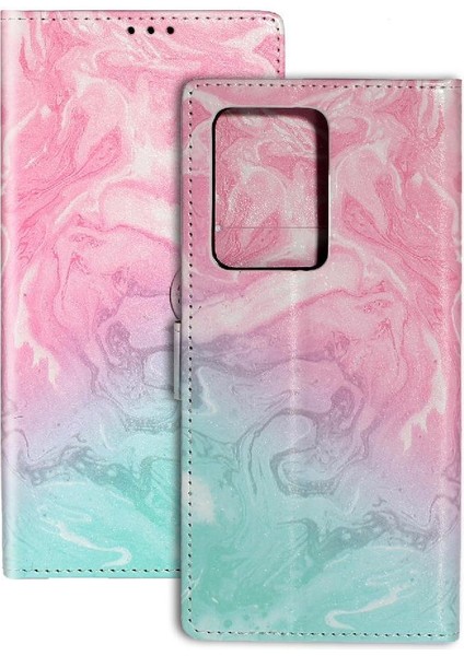 Samsung Galaxy S20 Ultra Manyetik Mermer Desen Tam Pu Için Flip Case (Yurt Dışından)