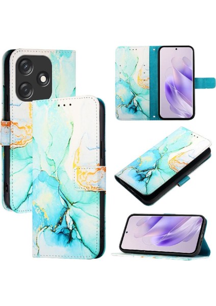 Tecno Kıvılcım 10C Mermer Desen Cüzdan Pu Deri Kickstand Için Kılıf (Yurt Dışından)