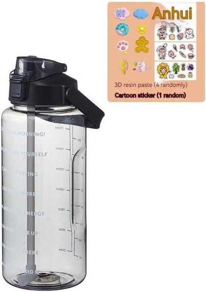 Tulip Kitchenware 2000ML Açık Taşınabilir Spor Fitness Uzay Bardağı Şeffaf Plastik Su Matarası (Yurt Dışından)