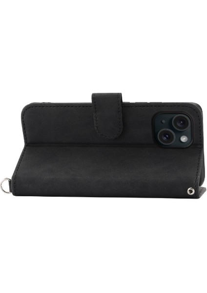 Iphone 15 Için Flip Case Darbeye Bileklik Kabartmalı Çoklu Kredi (Yurt Dışından) fırsatları