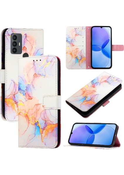 Tcl 30 Se Mermer Desen Kickstand Pu Deri Cüzdan Için Kılıf (Yurt Dışından)