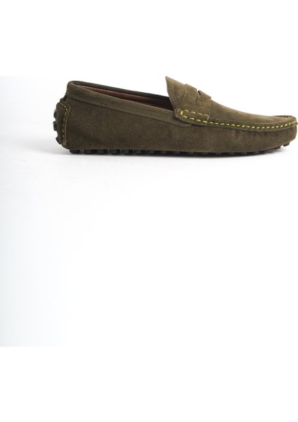 Mubiano Erkek Deri Süet Haki Loafer -Mssr1277-Hk