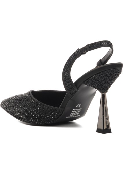658209 Siyah Kadın Topuklu Taşlı Abiye Ayakkabı fırsatları
