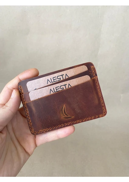 Alesta Leather El Yapımı Hakiki Deri Minimal Kartlık/Mini Cüzdan