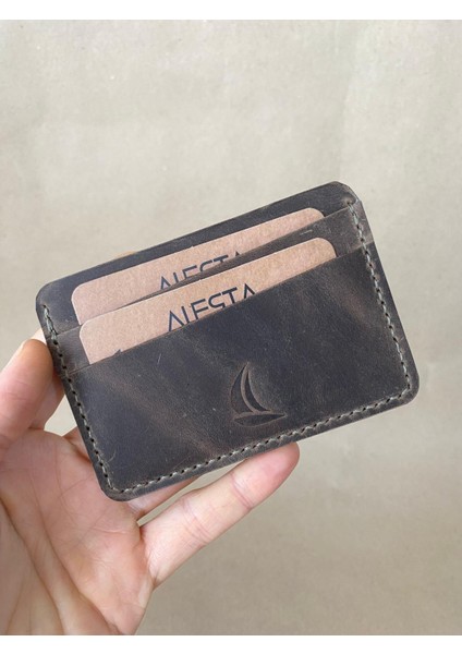 Alesta Leather El Yapımı Hakiki Deri Minimal Kartlık/Mini Cüzdan