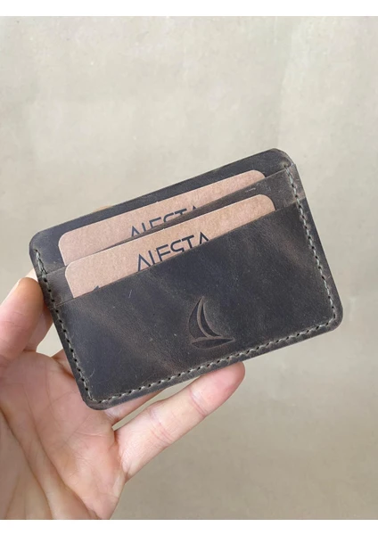 Alesta Leather El Yapımı Hakiki Deri Minimal Kartlık/Mini Cüzdan