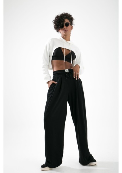 Boll Ekstra Bol Paça Pileli Palazzo Uzun Eşofman Altı Pantolon