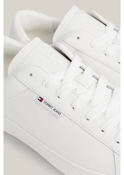 Erkek Low Cups Deri Beyaz Sneaker