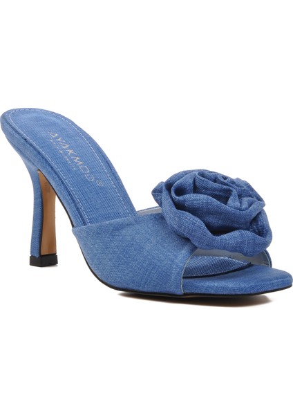 670472 Mavi Topuklu Kadın Terlik modelleri