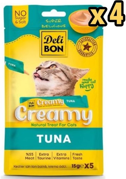 Creamy Ton Balıklı Kedi Ödül Maması 15 gr 5'li 4 Adet