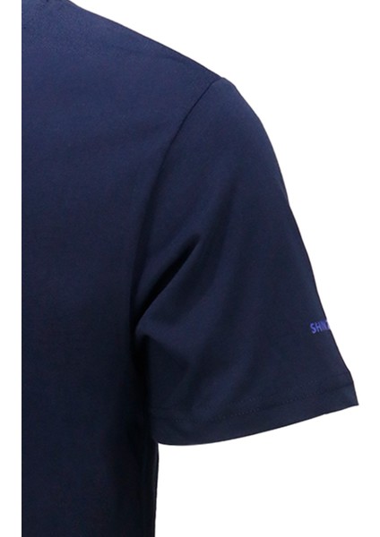 Erkek Bisiklet Yaka Standart Fit Göğüs Baskılı Lacivert T-Shirt modelleri