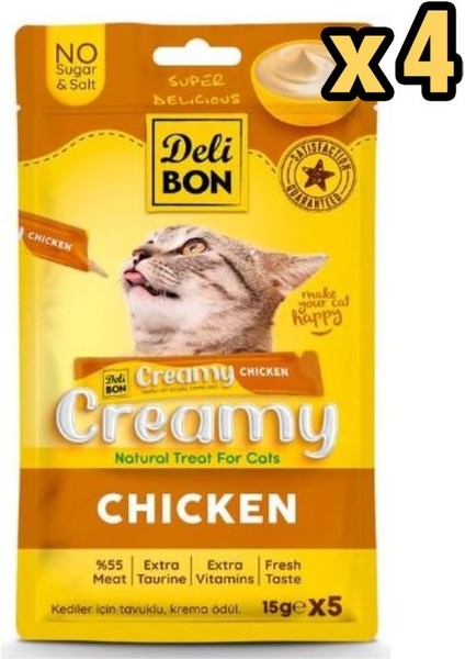 Creamy Tavuklu Kedi Ödül Maması 15 gr 5'li 4 Adet