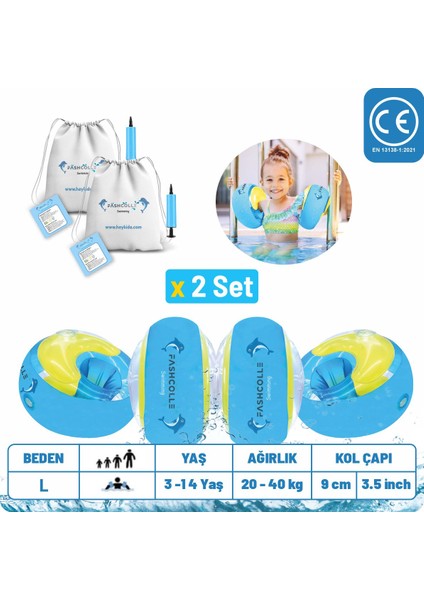 Large Beden Şişme Deniz Kolluğu 4-14 Yaş x 2 Adet