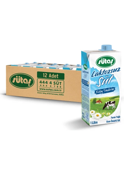 Süt Laktozsuz 1 lt x 12