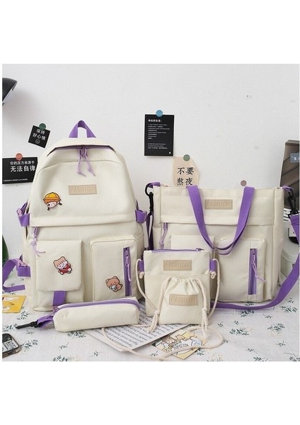 Ninglongrankai 5 Parça Sırt Çantası Seti - Siyah (Yurt Dışından)