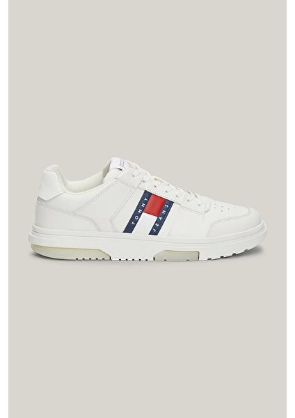 Tommy Hilfiger Erkek Brooklyn Deri Beyaz Logolu Sneaker