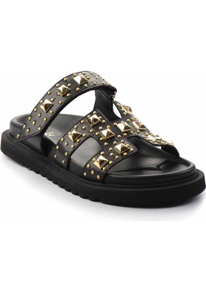 Kadın Terlik Suni Deri Siyah Düz Topuklu Günlük Kullanım İçin Rahat Tasarım modelleri