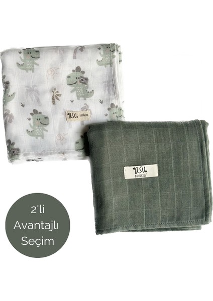 Mix&match 2'li Pamuk Müslin Traveller Dino&sage Green fiyatları