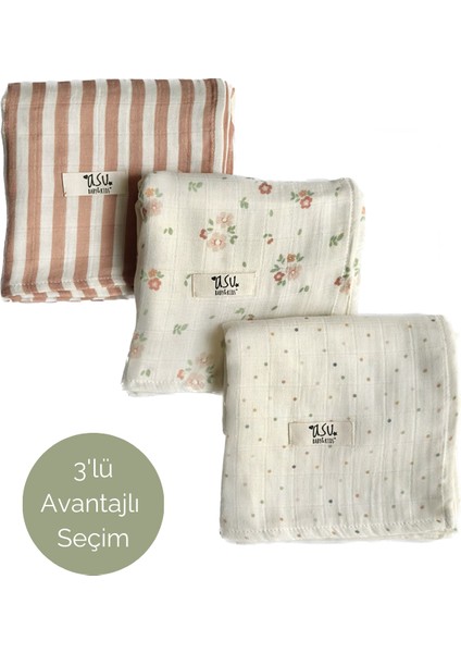 Mix&match 3'lü Pamuk Müslin Romantic&copper Stripe&mini Dot fiyatları