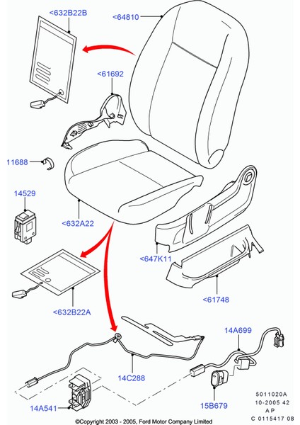 Ford Mondeo Focus Koltuk Ayar Düğme Anahtarı 1993-2005 modelleri