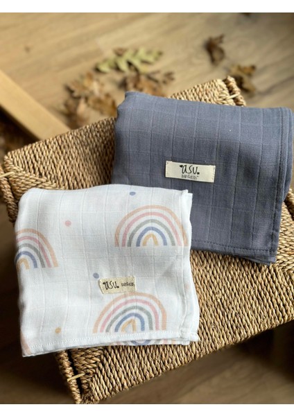 Mix&match 2'li Pamuk Müslin Rainbow&navy Blue