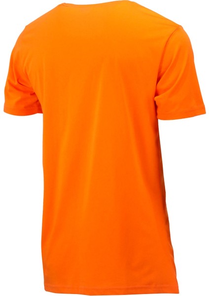 Erkek Bisiklet Yaka Standart Fit Göğüs Baskılı Turuncu T-Shirt