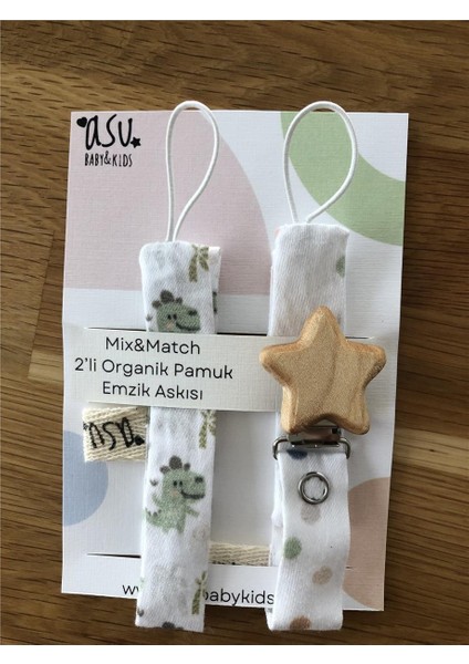 Pastel Mix&match 2'li Organik Pamuk Ezmik Askısı Dino-Dot fiyatları