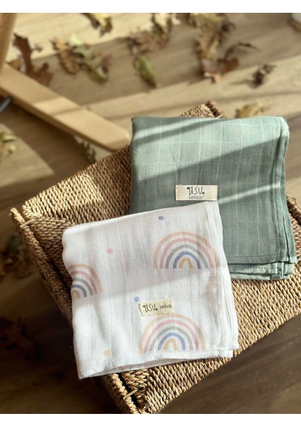 Asu Baby&kids Mix&match 2'li Organik Pamuk Müslin Rainbow&sage Green