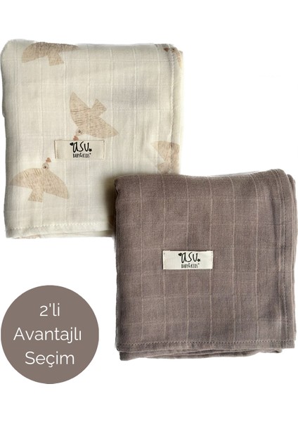 Mix&match 2'li Organik Pamuk Müslin Freebird&umber Brown