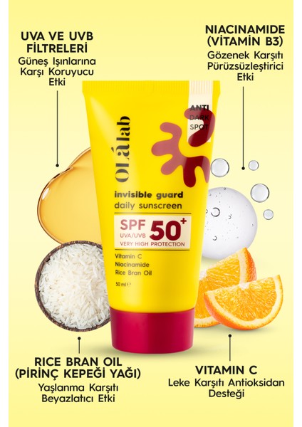 C Vitaminli Leke Karşıtı Spf 50+ Yüksek Uv Korumalı Yüz Güneş Kremi 50 ml