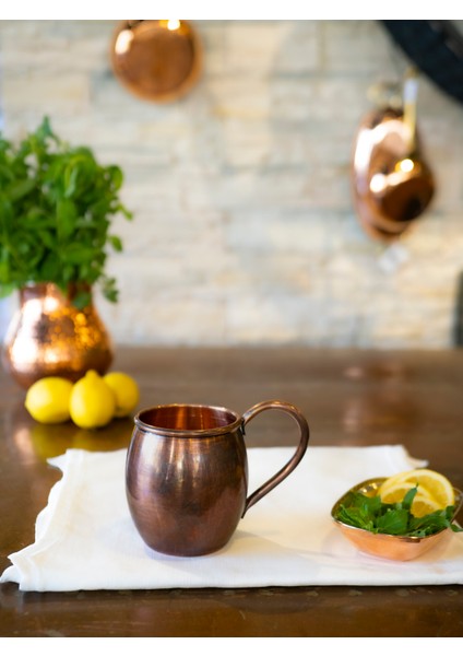 Bakır Kupa Bardak Kalaysız Tombul Model Oksitli Renk (2'li)