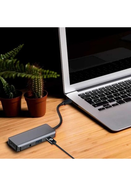 4'ü 1 Arada Usb-C Hub Type-C Pd 100W HDMI USB 3.5mm Aux Uyumlu