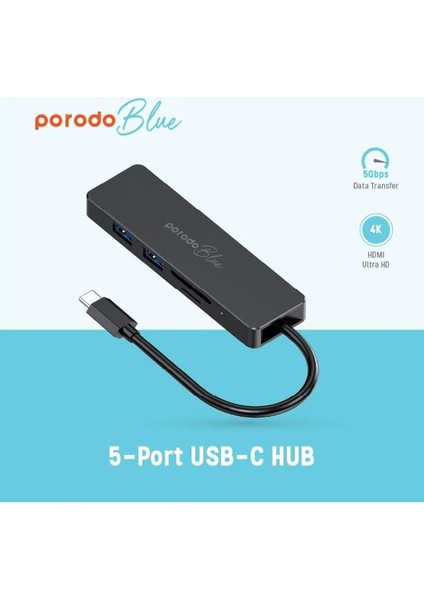 5 In 1 Usb-C Hub HDMI USB Sd Microsd Uyumlu