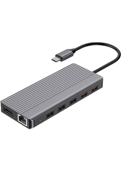 12 In 1 Usb-C Hub HDMI Type-C 100W Pd Ethernet VGA USB Sd Microsd 3.5AUX