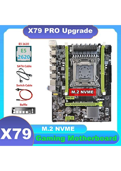 X79 Anakart Yükseltme X79 Pro+E5 2620 Cpu+Sata Kablosu+Anahtar Kablosu+Bölme M.2 Nvme LGA2011 Pubg Için (Yurt Dışından)